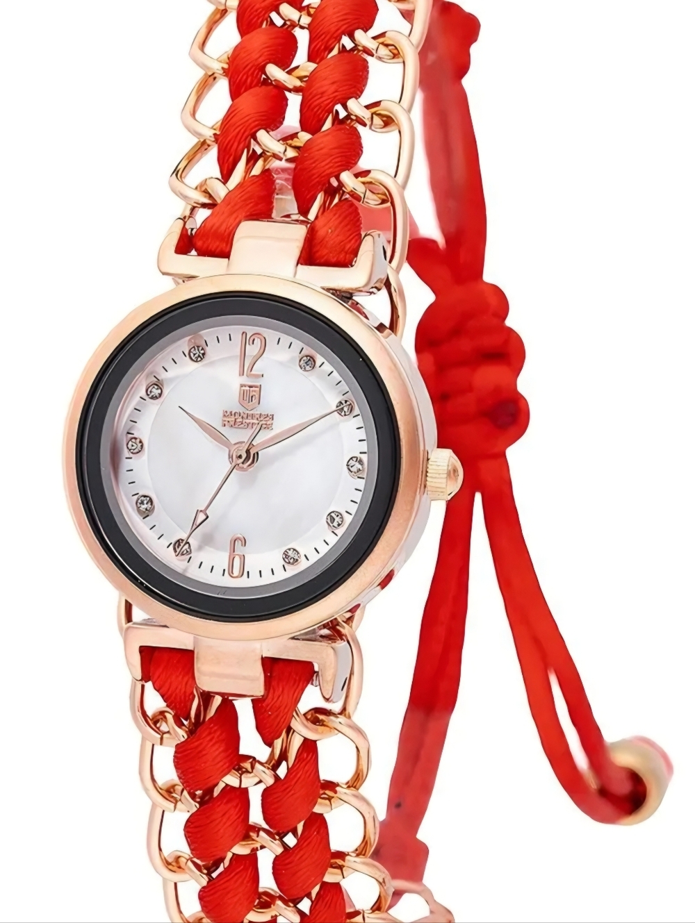 NIB Montres Prestige Women’s Fashion Watch – Rose Gold & Red Braided Chain